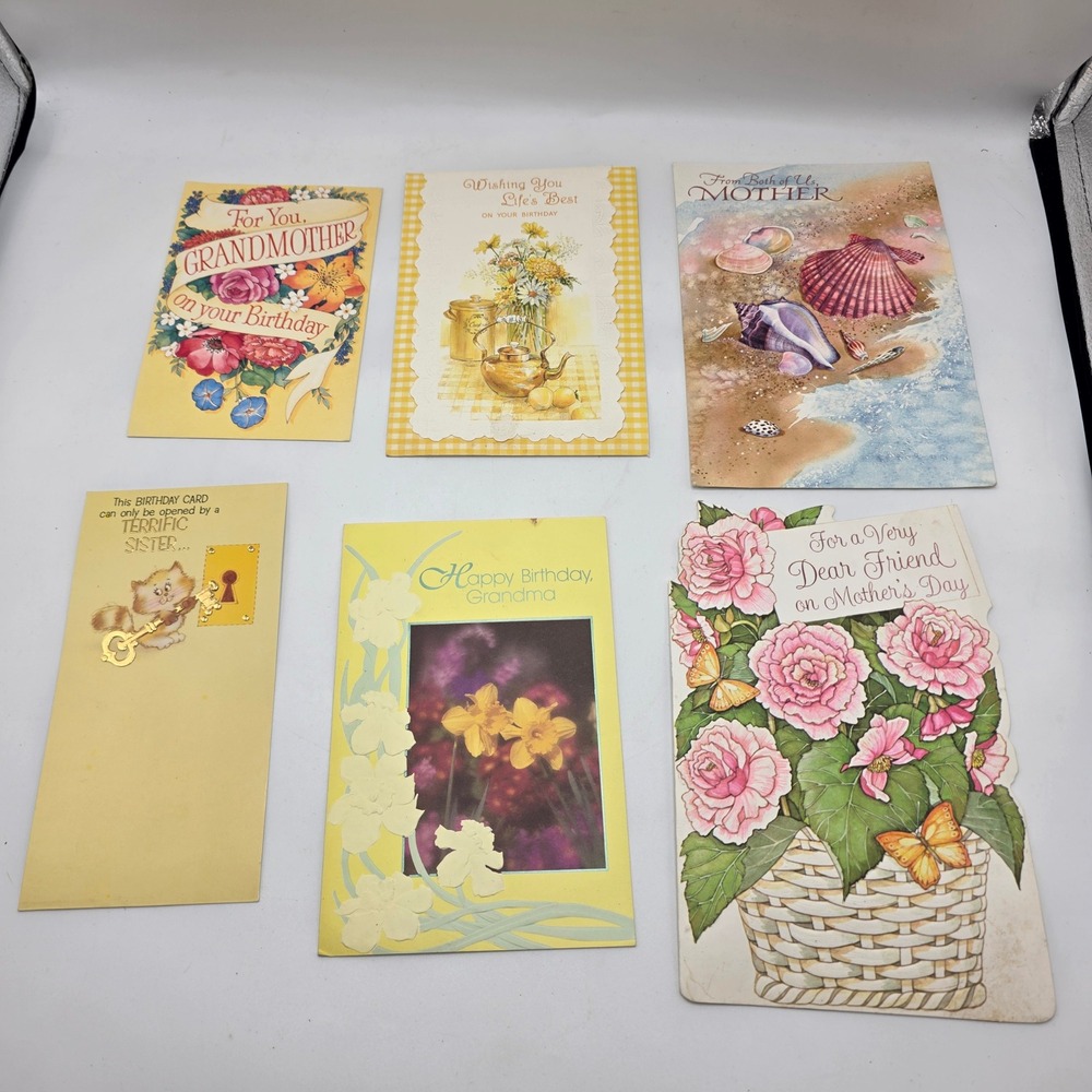 Vintage Greeting Card Lot Mixed Occasions Floral Animal Ephemera Junk Journal